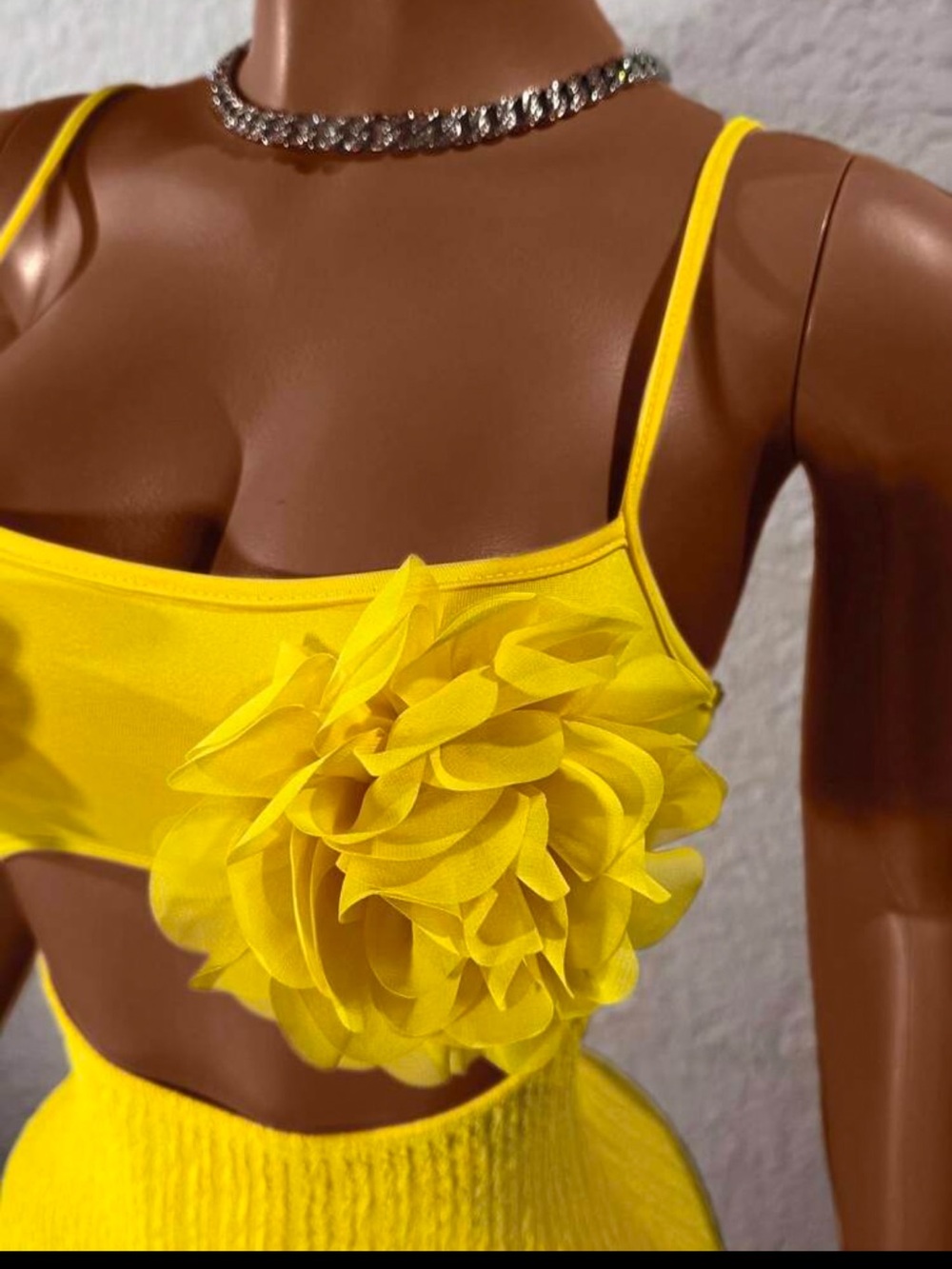 Yellow Ribbed Cutout Bodycon Mini Skirt - Brand - Picture 4 of 5